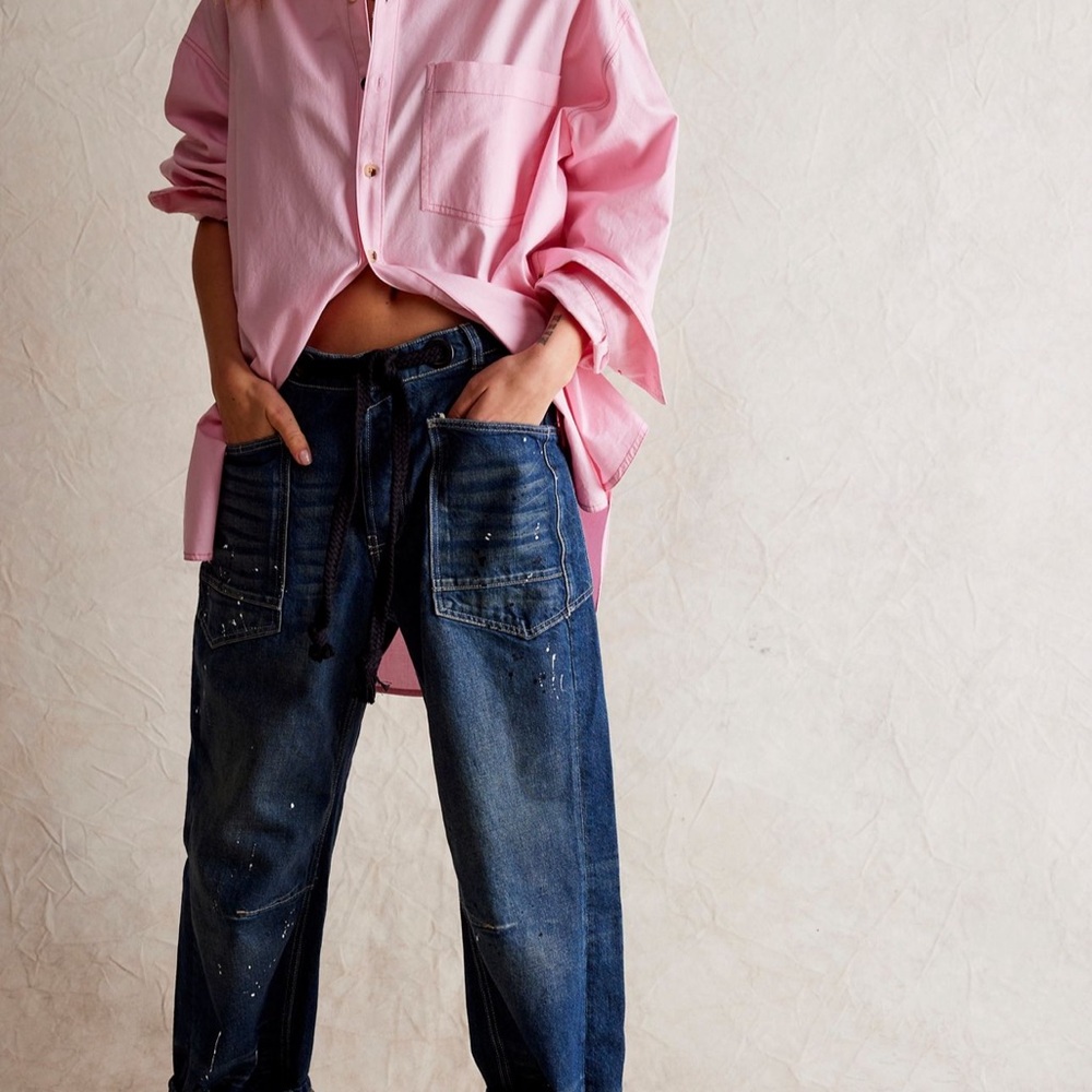 Free People Moxie Pull-On Barrel Jeans size 33
